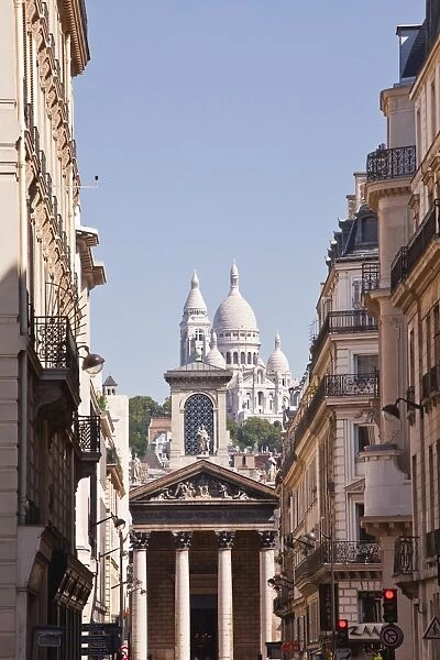 The Basilica of Sacre Coeur through the streets of Paris, France, Europe
