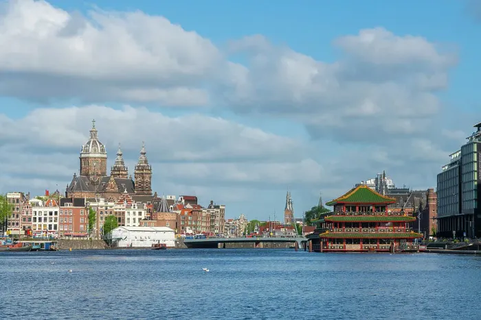 Framed Print : Basilica of Saint Nicholas and Chinese restaurant Sea Palace, Oosterdok, Amsterdam, The Netherlands, Europe Framed Print : Basilica of Saint Nicholas and Chinese restaurant Sea Palace, Oosterdok, Amsterdam, The Netherlands, Europe