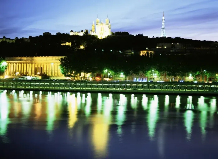 Framed Print : Basilique Notre Dame de Fourviere, Tour Mettalique, River Saone, Lyon, Rhone Framed Print : Basilique Notre Dame de Fourviere, Tour Mettalique, River Saone, Lyon, Rhone