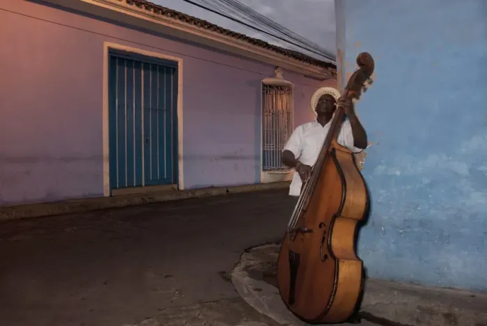 Framed Print : Bass player, Santiago de Cuba, Cuba, West Indies, Central America Framed Print : Bass player, Santiago de Cuba, Cuba, West Indies, Central America