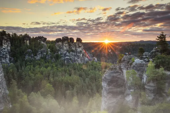 Framed Print : Bastei Rocks at sunrise, Elbsandstein Mountains, Saxony Switzerland National Park Framed Print : Bastei Rocks at sunrise, Elbsandstein Mountains, Saxony Switzerland National Park