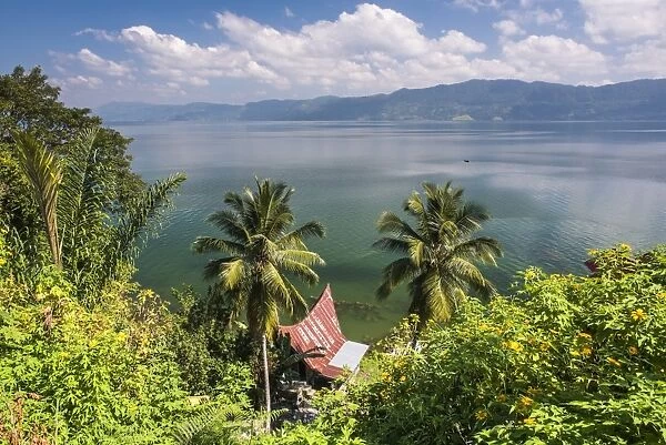 Batak Houses at Lake Toba (Danau Toba), the largest volcanic lake in the world, North Sumatra