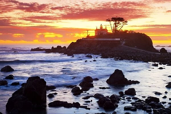 Battery Point Lighthouse at Sunset, Crescent City, California, United States of America, North America