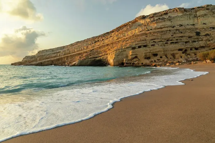 Framed Print : Bay and beach of Matala, Iraklion, Crete, Greek Islands, Greece, Europe Framed Print : Bay and beach of Matala, Iraklion, Crete, Greek Islands, Greece, Europe