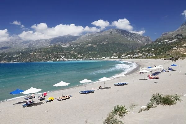 Bay and beach of Plakias, South Crete, Crete, Greek Islands, Greece, Europe