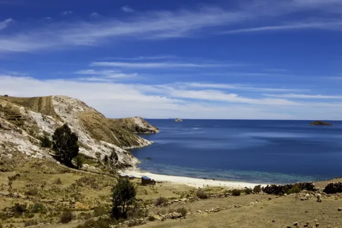 Framed Print : Bay on Isla del Sol, Lake Titicaca, Bolivia, South America Framed Print : Bay on Isla del Sol, Lake Titicaca, Bolivia, South America