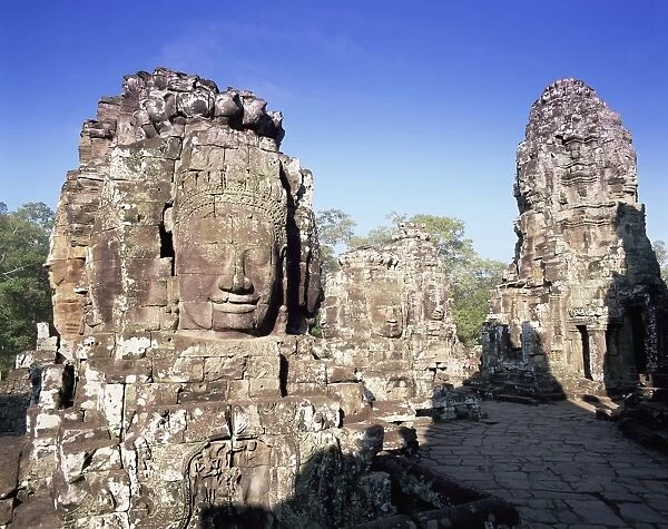 The Bayon and stone faces of Lokesvara, temples of Angkor, UNESCO World Heritage Site