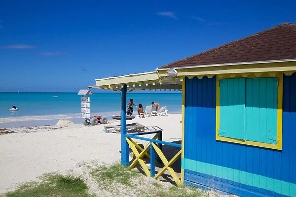 Beach and beach hut, Dickenson Bay, St. Georges, Antigua, Leeward Islands, West Indies, Caribbean, Central America