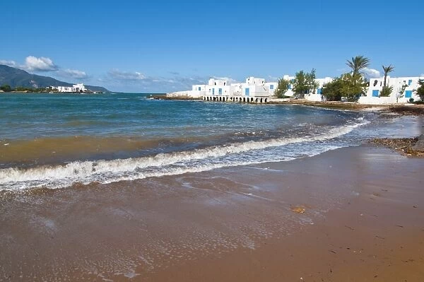 Beach at beach resort on the Mediterranean coast near Tipasa, Algeria, North Africa