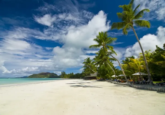 Framed Print : Beach bungalows at beach of Anse Volbert, Praslin, Seychelles, Indian Ocean, Africa Framed Print : Beach bungalows at beach of Anse Volbert, Praslin, Seychelles, Indian Ocean, Africa