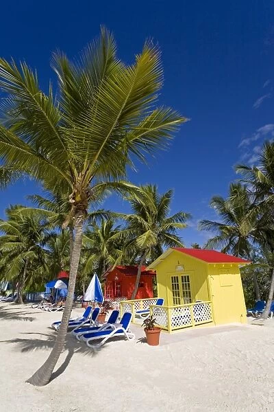 Beach cabana, Princess Cays, Eleuthera Island, Bahamas, West Indies, Central America
