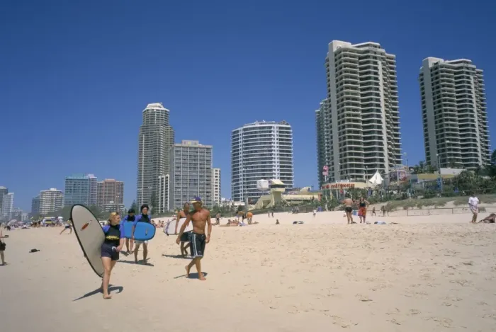 Framed Print : Beach, central shopping mall and restaurants, Surfers Paradise, Gold Coast Framed Print : Beach, central shopping mall and restaurants, Surfers Paradise, Gold Coast