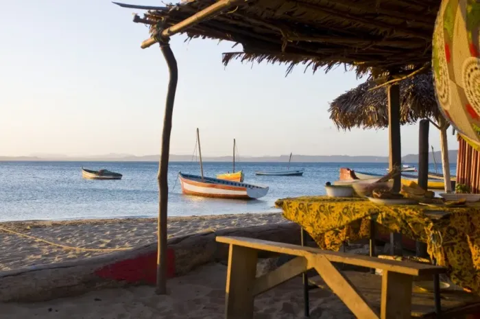 Framed Print : Beach cottage and fishing boats near Diego Suarez (Antsiranana), Madagascar Framed Print : Beach cottage and fishing boats near Diego Suarez (Antsiranana), Madagascar