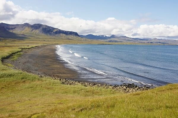 Beach and Grundarfjordur bay, Snaefellsnes peninsula, Iceland, Polar Regions