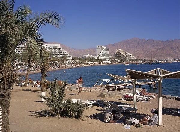 Beach and hotels, Eilat, Israel, Middle East