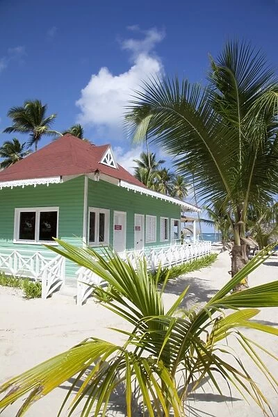 Beach hut, Bavaro Beach, Punta Cana, Dominican Republic, West Indies, Caribbean
