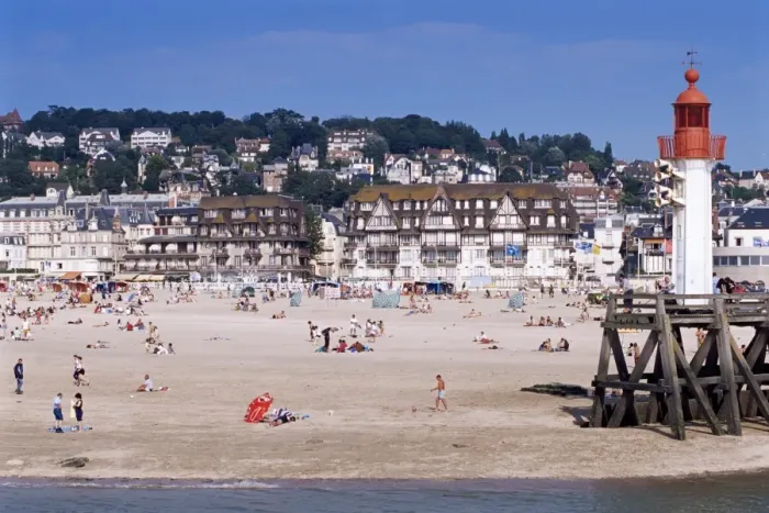Framed Print : Beach and lighthouse, Trouville, Basse Normandie (Normandy), France, Europe Framed Print : Beach and lighthouse, Trouville, Basse Normandie (Normandy), France, Europe