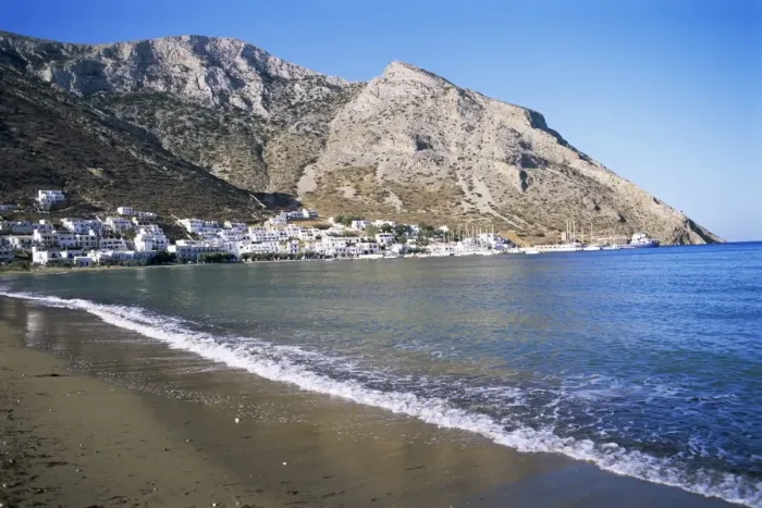 Framed Print : Beach and port of Kamares Framed Print : Beach and port of Kamares