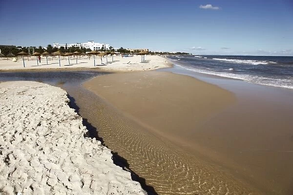 Beach scene in the tourist zone on the Mediterranean Sea, Sousse, Gulf of Hammamet