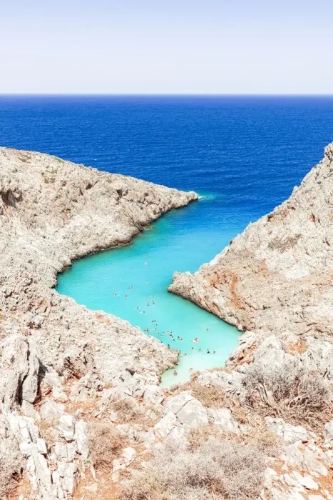 Framed Print : Beach of Seitan Limania washed by turquoise sea nestled inside rock canyons Framed Print : Beach of Seitan Limania washed by turquoise sea nestled inside rock canyons
