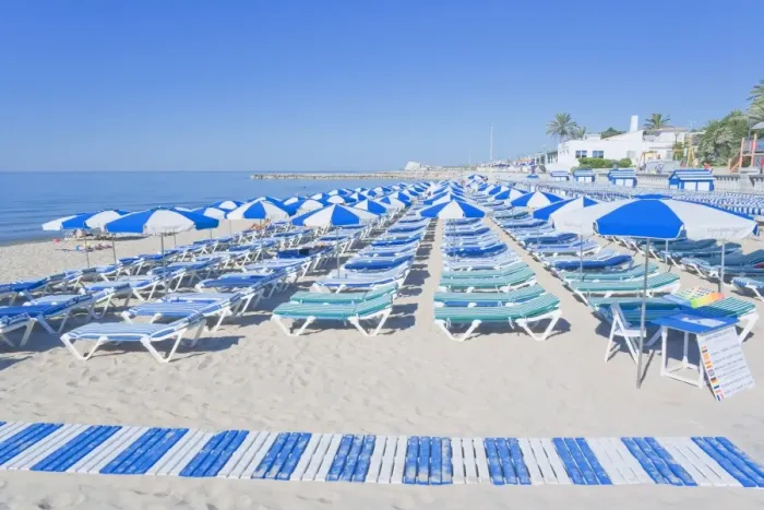 Framed Print : Beach, Sitges, Costa Dorada, Catalonia, Spain, Europe Framed Print : Beach, Sitges, Costa Dorada, Catalonia, Spain, Europe