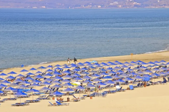 Framed Print : Beach and sunshades on beach at Giorgioupolis, Crete, Greek Islands, Greece, Europe Framed Print : Beach and sunshades on beach at Giorgioupolis, Crete, Greek Islands, Greece, Europe