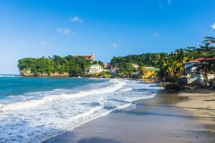 Framed Print : The beach and town of Sauteurs, Grenada, Windward Islands, West Indies, Caribbean, Central America Framed Print : The beach and town of Sauteurs, Grenada, Windward Islands, West Indies, Caribbean, Central America