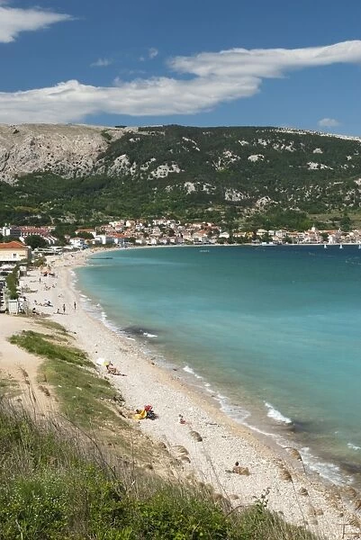 Beach view, Baska, Krk Island, Kvarner Gulf, Croatia, Adriatic, Europe