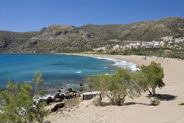 Beach view, Paleohora, Chania region, Crete, Greek Islands, Greece, Europe