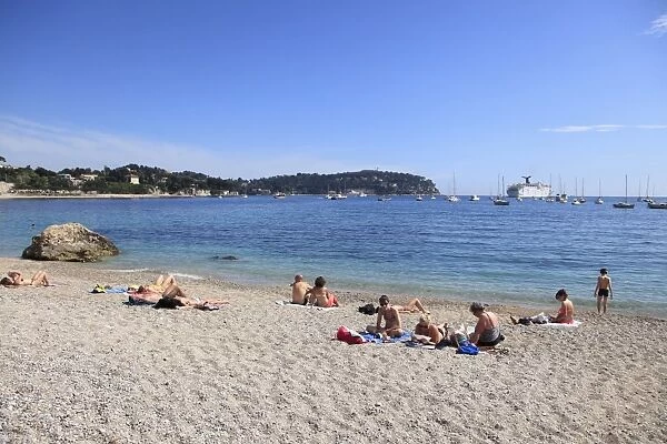 Beach, Villefranche sur Mer, Cote d Azur, French Riviera, Alpes Maritimes, Provence, France, Mediterranean, Europe