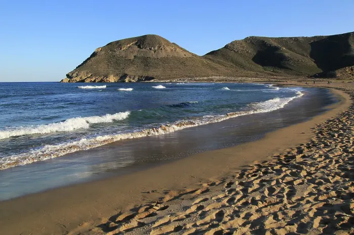 Framed Print : Beach and waves at Playa de Playazo, Rodalquilar, Cabo de Gata natural park, Almeria, Andalusia, Spain, Europe Framed Print : Beach and waves at Playa de Playazo, Rodalquilar, Cabo de Gata natural park, Almeria, Andalusia, Spain, Europe