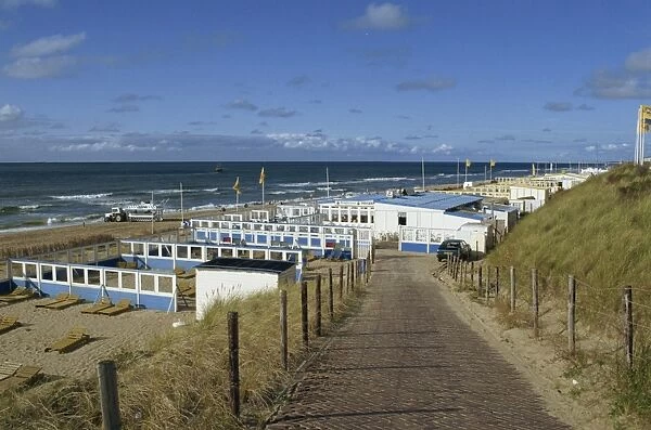 Beach wind breaks, North Sea resort of Zandvoort, Netherlands, Europe