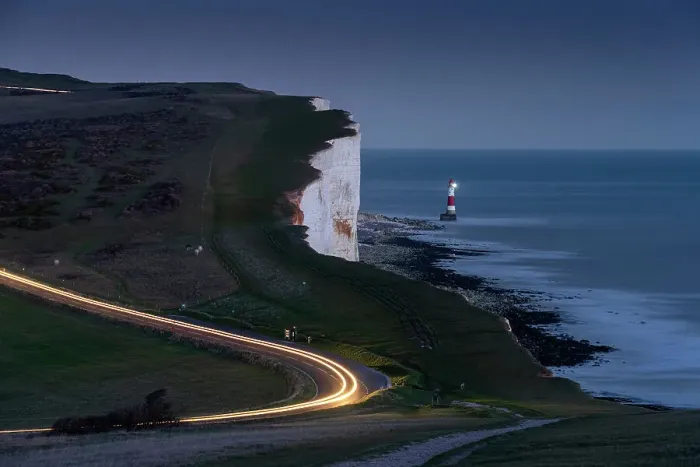 Framed Print : Beachy Head Lighthouse and Beachy Head at night, near Eastbourne, South Downs National Park, East Sussex, England, United Kingdom, Europe Framed Print : Beachy Head Lighthouse and Beachy Head at night, near Eastbourne, South Downs National Park, East Sussex, England, United Kingdom, Europe