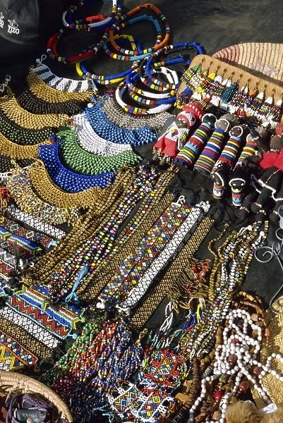 Beads and weavings for sale on the Marine Parade
