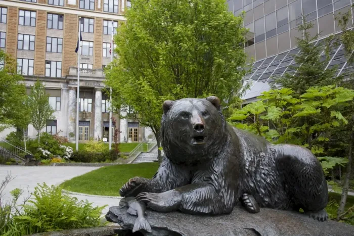 Framed Print : Bear sculpture by R. T. Wallen outside State Capitol Building, Juneau, Southeast Alaska Framed Print : Bear sculpture by R. T. Wallen outside State Capitol Building, Juneau, Southeast Alaska