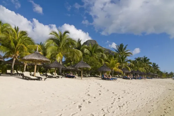 Framed Print : Beautiful beach of Beachcomber Le Paradis five star hotel, near Mont Brabant Framed Print : Beautiful beach of Beachcomber Le Paradis five star hotel, near Mont Brabant