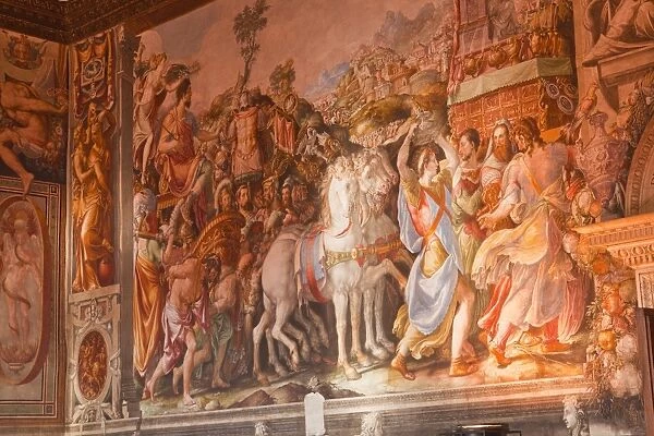 A beautiful mural in Palazzo Vecchio, UNESCO World Heritage Site, Florence, Tuscany, Italy, Europe