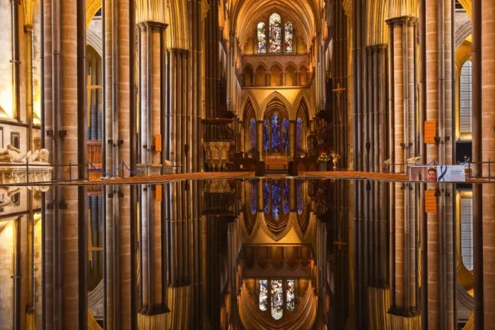 Framed Print : The beautiful nave and font of Salisbury cathedral, Wiltshire, England, United Kingdom, Europe Framed Print : The beautiful nave and font of Salisbury cathedral, Wiltshire, England, United Kingdom, Europe