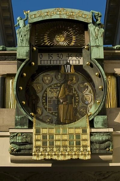 Beautiful old clock in the center of Vienna, Austria, Europe