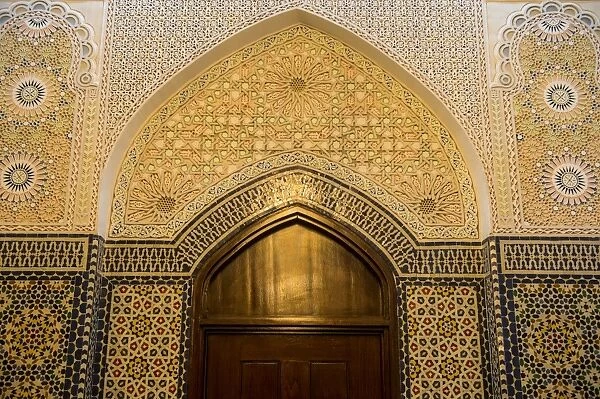 Beautiful ornamented door inside the Grand Mosque, Kuwait City, Kuwait, Middle East
