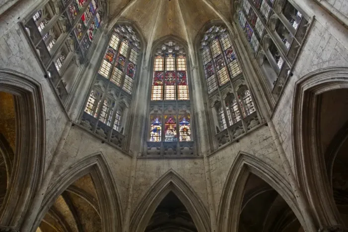 Framed Print : The beautiful stained glass above the choir in the Abbaye de la Trinite, Vendome, Loir-et-Cher, Centre, France, Europe Framed Print : The beautiful stained glass above the choir in the Abbaye de la Trinite, Vendome, Loir-et-Cher, Centre, France, Europe
