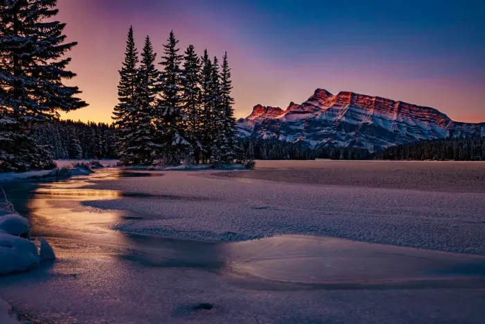 Framed Print : Beautiful sunset on a very cold morning, Banff, Alberta, Canada, North America Framed Print : Beautiful sunset on a very cold morning, Banff, Alberta, Canada, North America