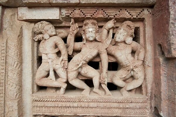 Beautifully carved window screen in the Parasurameswar Hindu temple dedicated to Lord Shiva, Bhubaneshwar, Orissa, India, Asia