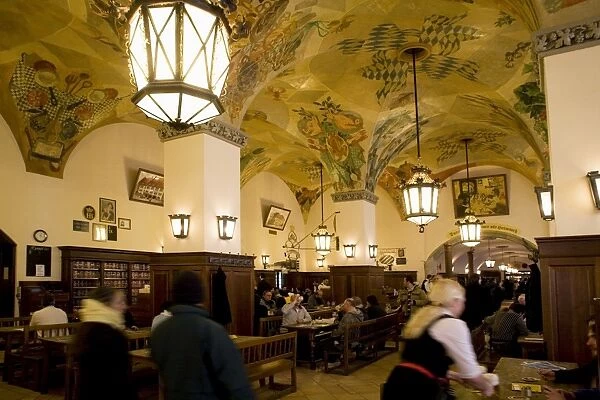 The beer hall within the Hofbraeuhaus in Munich, Bavaria, Germany, Europe