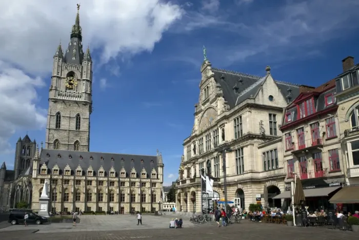 Framed Print : Belfry Tower in Saint Bavos square, city centre, Ghent, West Flanders, Belgium, Europe Framed Print : Belfry Tower in Saint Bavos square, city centre, Ghent, West Flanders, Belgium, Europe