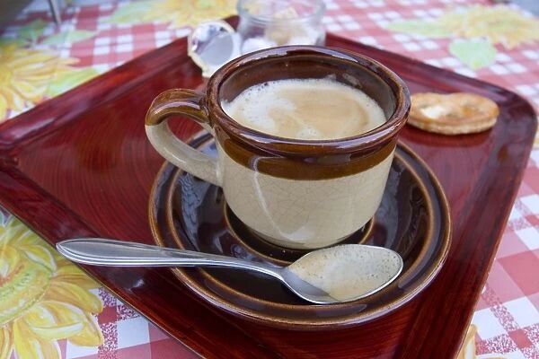 Belgian coffee enjoyed in Watou, near Poperinge, West Flanders, Belgium, Europe