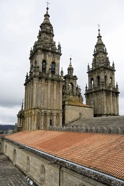 Back of the bell towers from roof of Santiago Cathedral