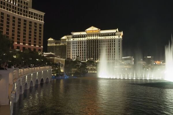 The Bellagio Hotel in forground with Caesars Palace