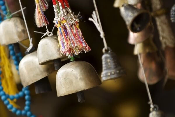 Bells for sale at market, Zhongdian, Shangri-La County, Yunnan Province, China, Asia