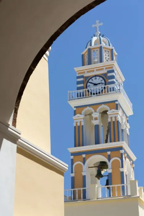 Framed Print : Belltower of the Catholic Cathedral Church of St. John the Baptist, Fira, Santorini Framed Print : Belltower of the Catholic Cathedral Church of St. John the Baptist, Fira, Santorini